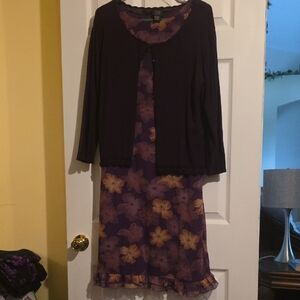 Floral Purple Dress With Sweater